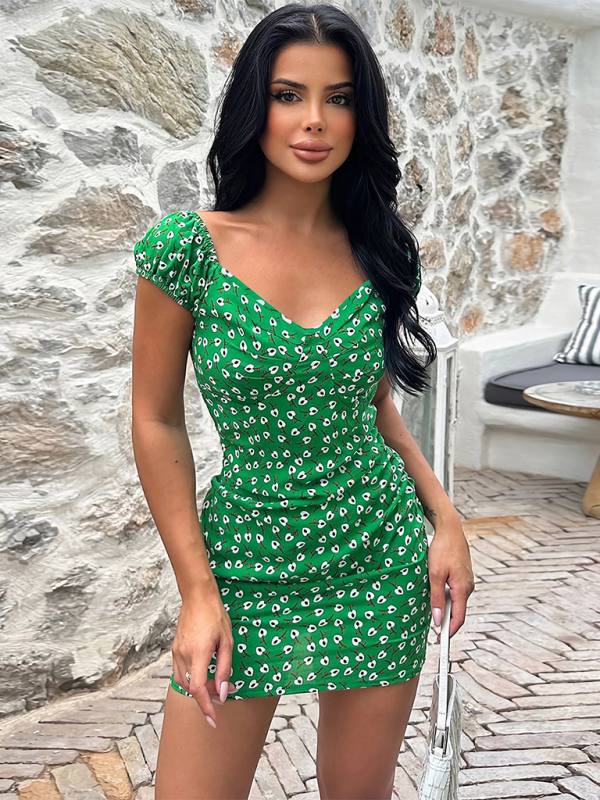 Floral Sweetheart Off-Shoulder Sheath Mini Dress