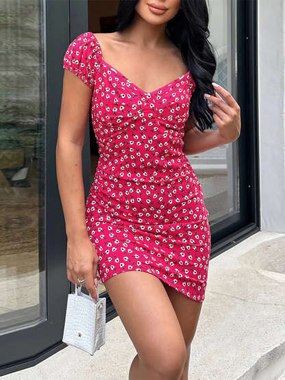 Floral Sweetheart Off-Shoulder Sheath Mini Dress