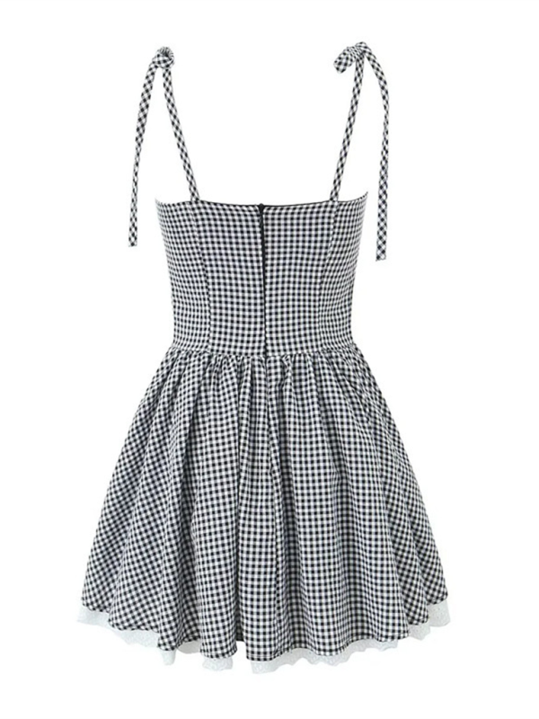 Mini Dresses - Gingham Vintage-Inspired Mini Dress