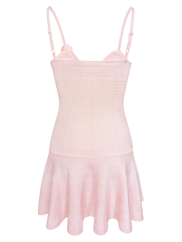 Mini Dresses- Knitting Cami Flared Mini Dress for Outdoor Events- - Pekosa Women Fashion