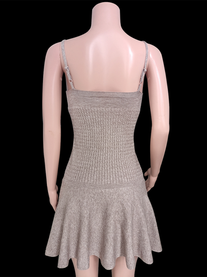 Mini Dresses- Knitting Cami Flared Mini Dress for Outdoor Events- - Pekosa Women Fashion