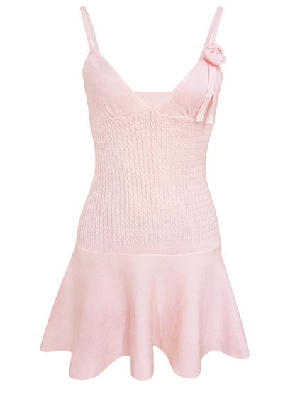 Mini Dresses- Knitting Cami Flared Mini Dress for Outdoor Events- - Pekosa Women Fashion