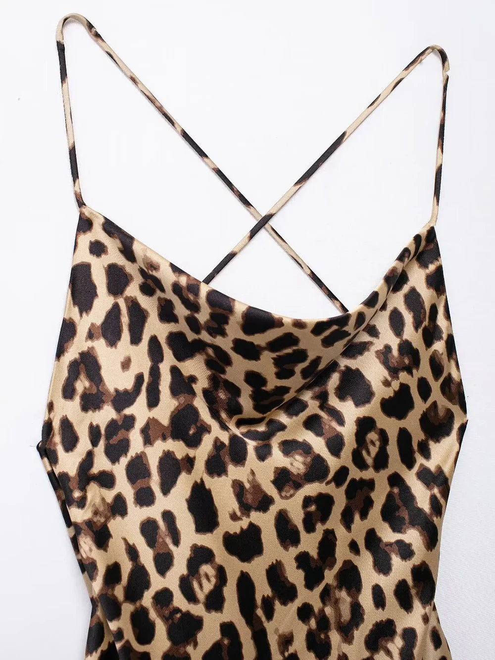 Mini Dresses- Leopard Print Cowl Neck Cocktail Dress- - Chuzko Women Clothing