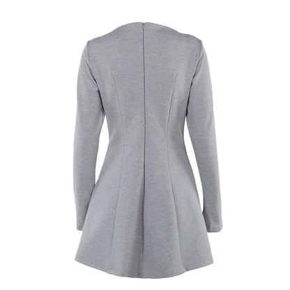 Mini Dresses - Long Sleeve High Waist Casual Mini Dress