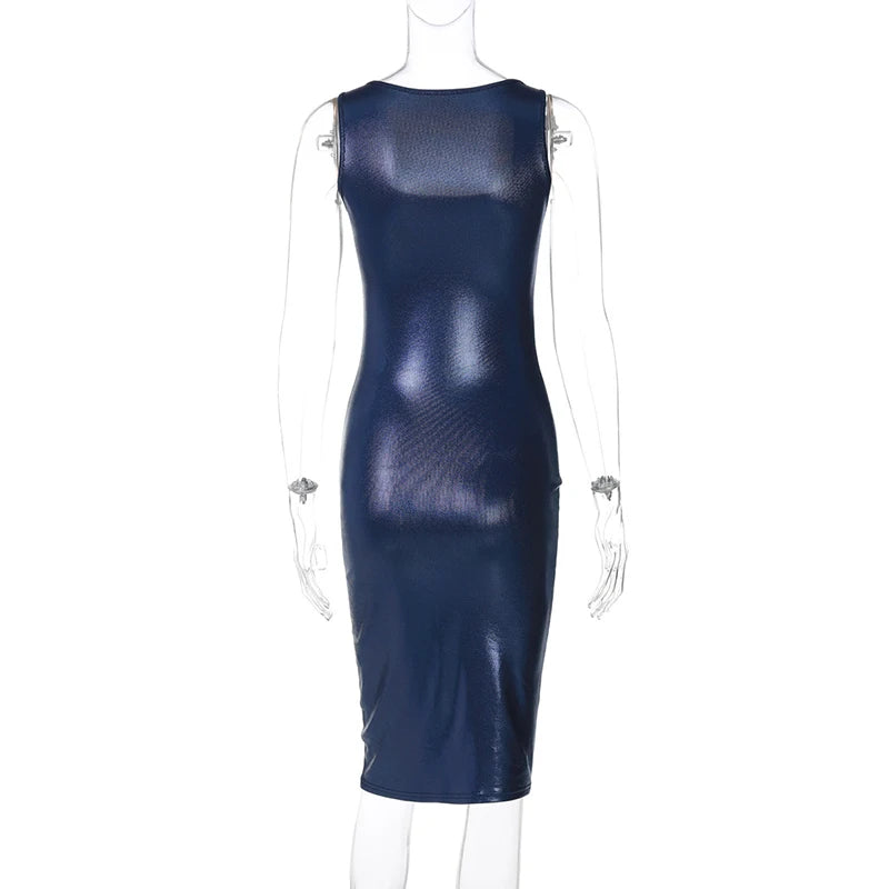 Mini Dresses - Metallic Sparkle Bodycon Event Dress