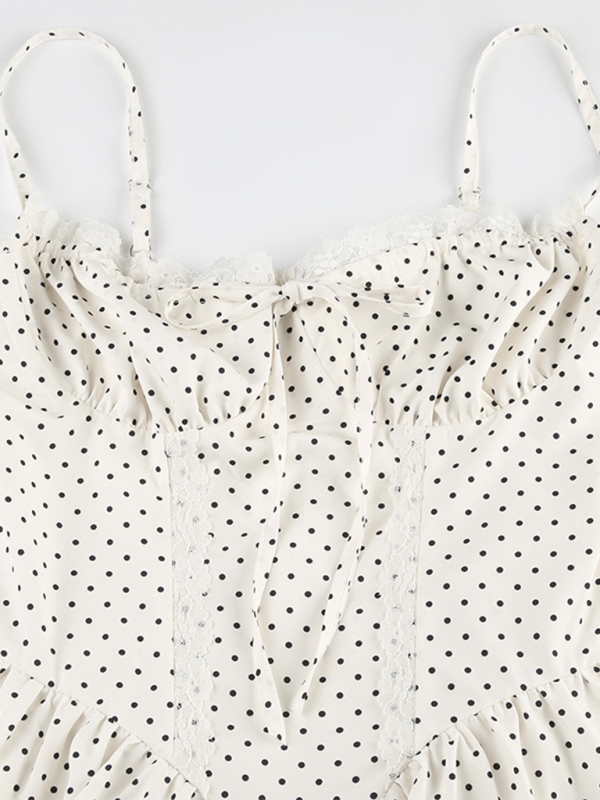 Mini Dresses- Polka Dot Sweetheart Mini Dress- - Pekosa Women Fashion