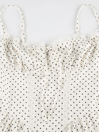 Mini Dresses- Polka Dot Sweetheart Mini Dress- - Pekosa Women Fashion