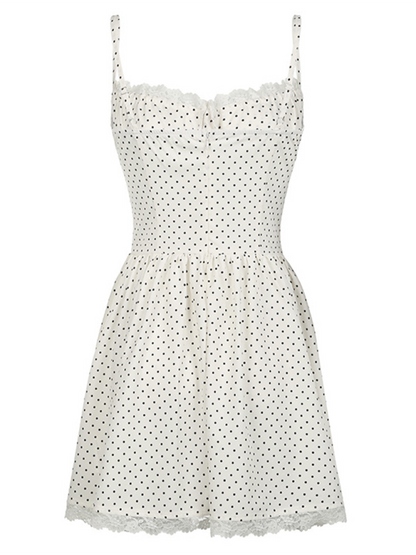 Mini Dresses- Polka Dot Sweetheart Mini Dress- - Pekosa Women Fashion