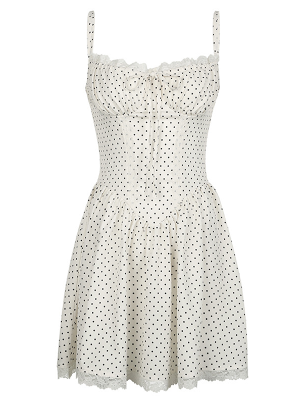 Mini Dresses- Polka Dot Sweetheart Mini Dress- - Pekosa Women Fashion