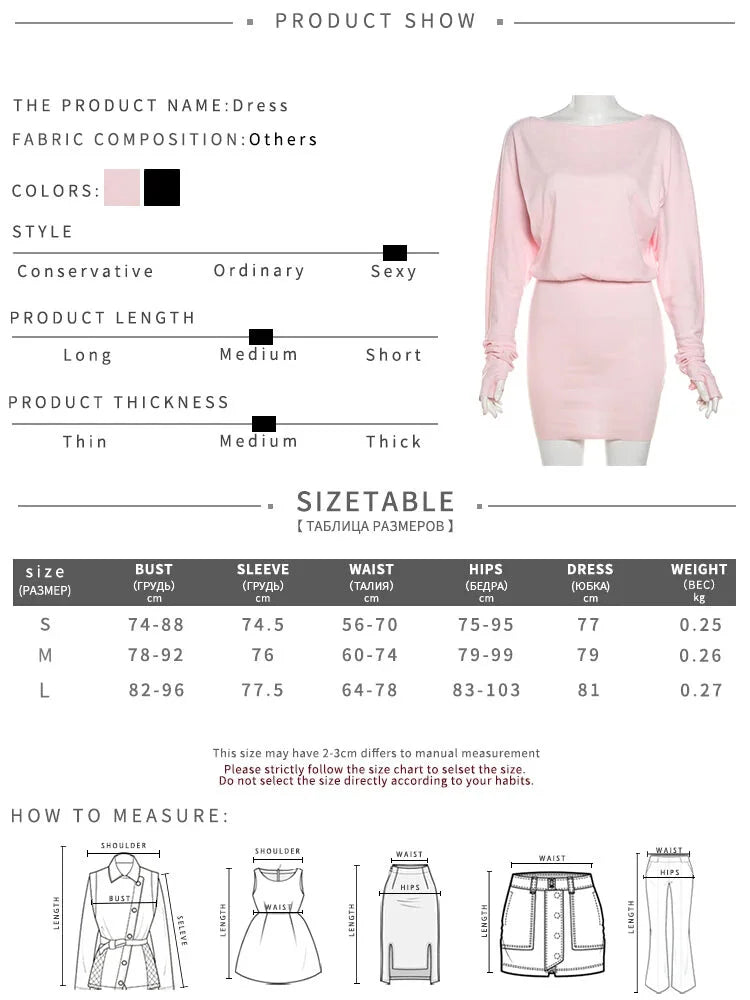 Mini Dresses - Slim Fit Dolman Sleeve Mini Dress for Parties