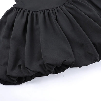 Solides Fit &amp; Flare Puff-Minikleid für Sommercocktails für Damen