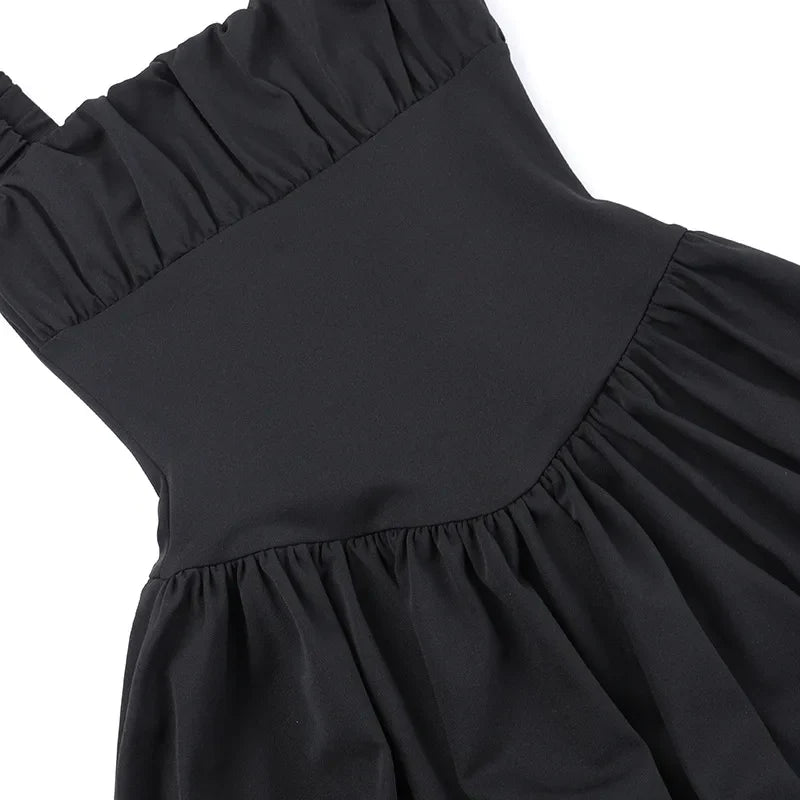 Solides Fit &amp; Flare Puff-Minikleid für Sommercocktails für Damen