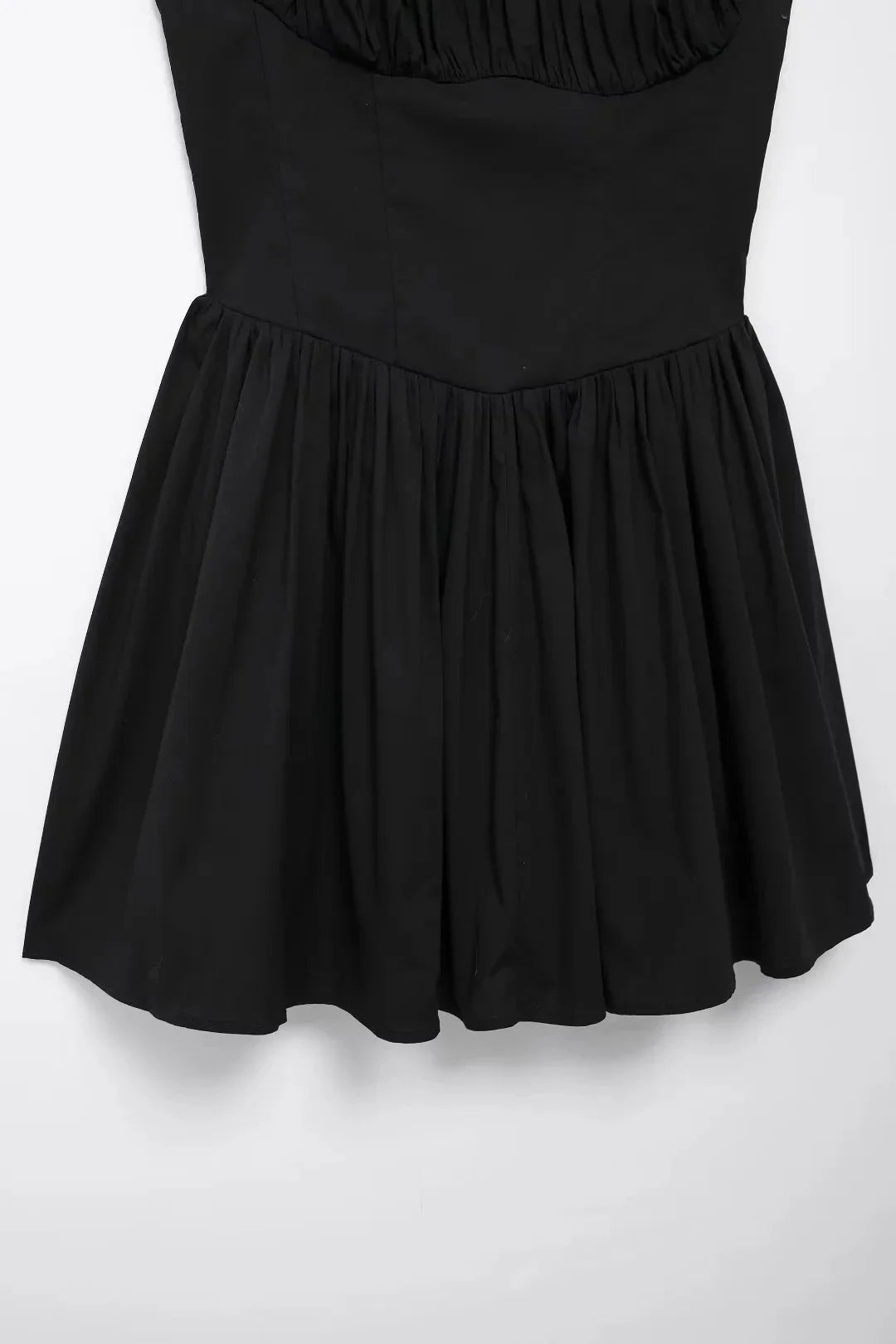 Mini Dresses- Pleated Fit & Flare Black Dress for Summer Occasions- - Pekosa Women Fashion