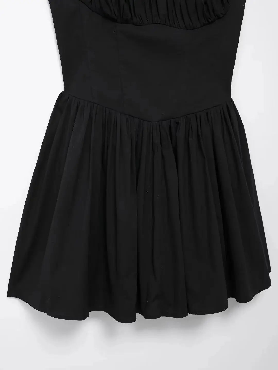 Mini Dresses- Pleated Fit & Flare Black Dress for Summer Occasions- - Pekosa Women Fashion