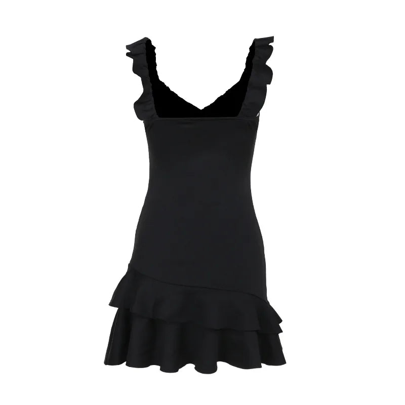 Mini Dresses- Ruffled Mini Dress Perfect for Summer Events- - Pekosa Women Fashion