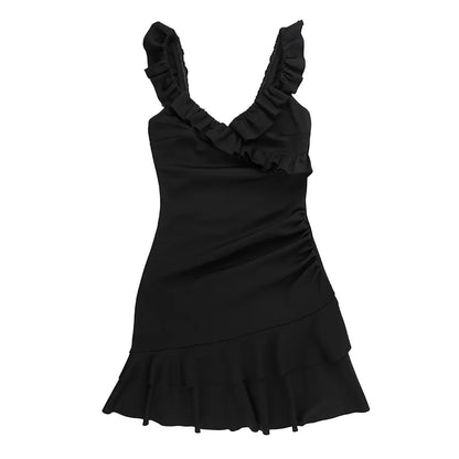 Mini Dresses- Ruffled Mini Dress Perfect for Summer Events- - Pekosa Women Fashion