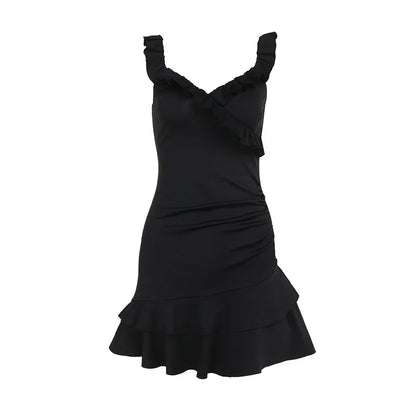 Mini Dresses- Ruffled Mini Dress Perfect for Summer Events- - Pekosa Women Fashion