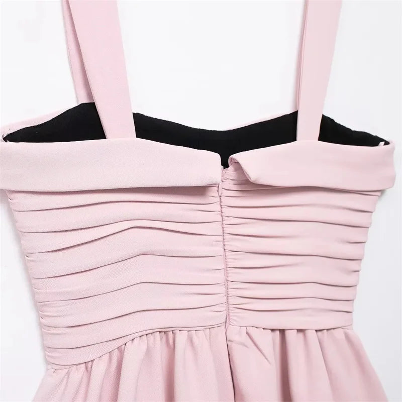 Mini Dresses- Romantic Blush Ruffled Dress for Sunny Days- - Pekosa Women Fashion