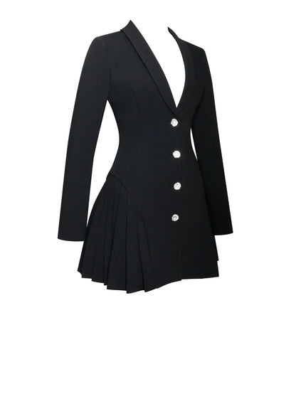 Mini Dresses - Vogue V-Neck Tuxedo Mini Dress