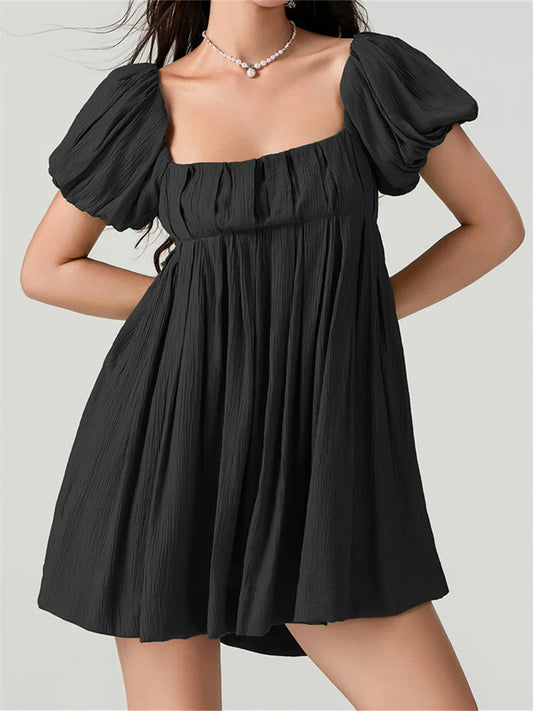 Mini Dresses - Women's Empire Summer Dress with Back Detail