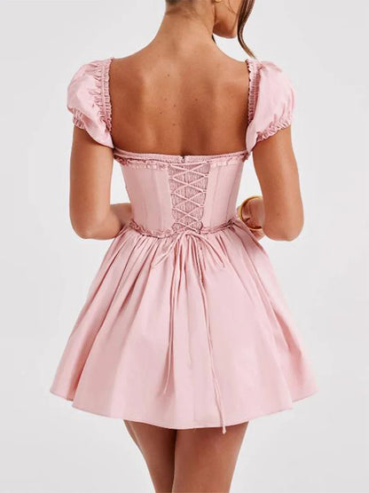 Robe corset Milkmaid à lacets dans le dos, ajustée et évasée pour femme