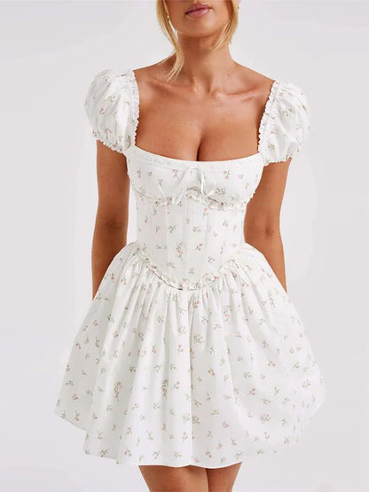 Robe corset Milkmaid à lacets dans le dos, ajustée et évasée pour femme