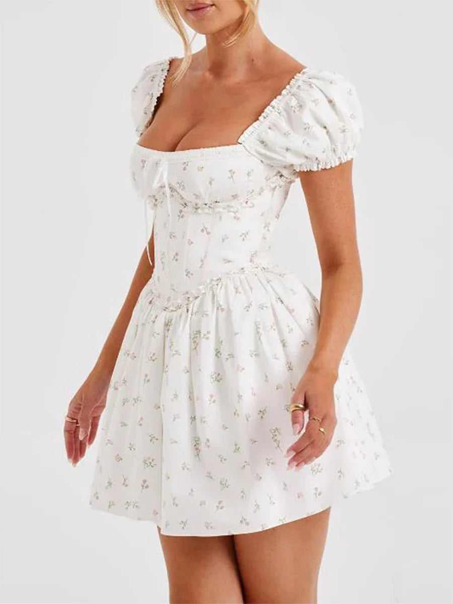 Robe corset Milkmaid à lacets dans le dos, ajustée et évasée pour femme