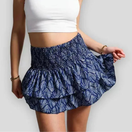 Mini Skirts- Express Your Style in Vibrant Layered Mini Skirt- Dark Blue- Pekosa Women Fashion