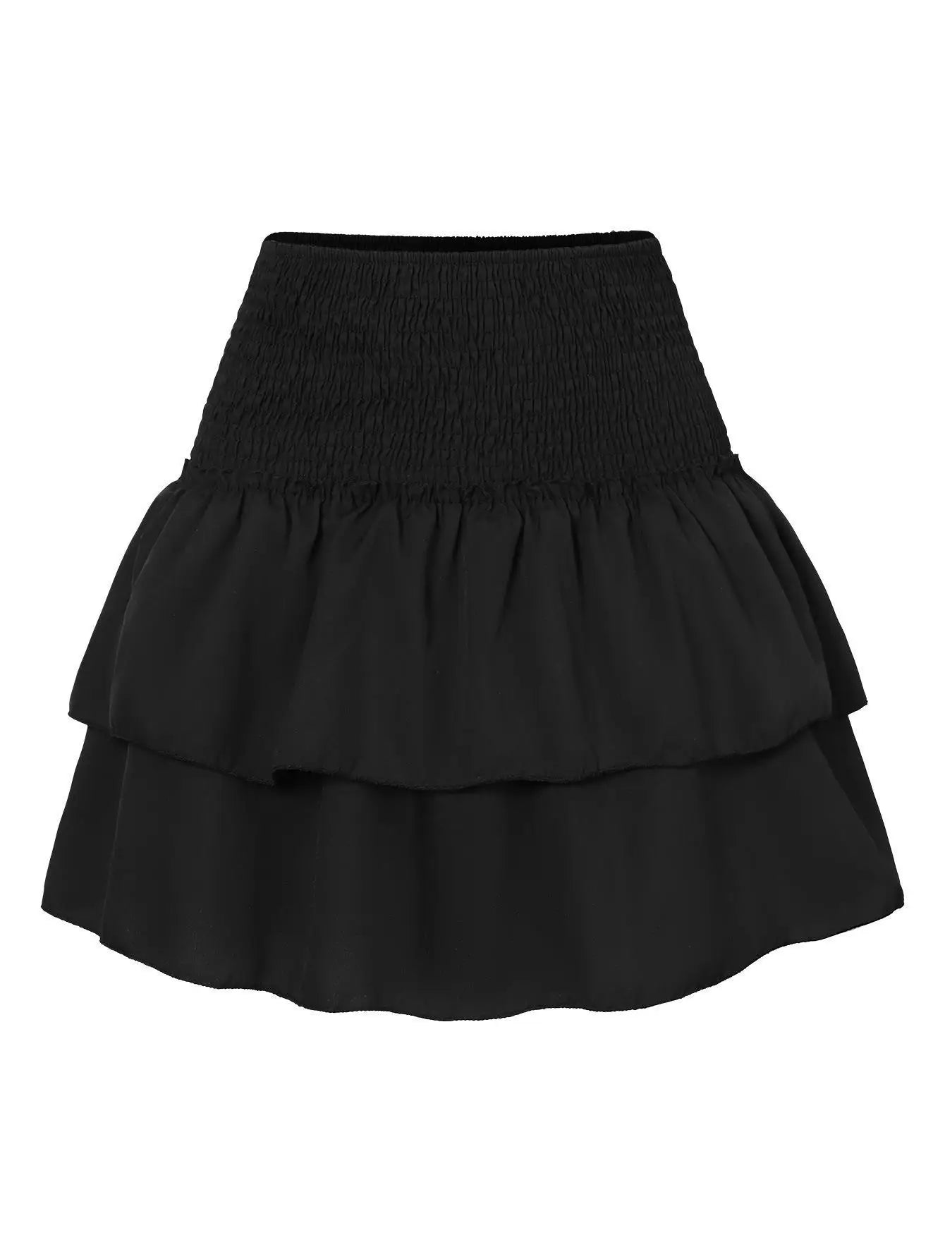 Mini Skirts- Express Your Style in Vibrant Layered Mini Skirt- Black- Pekosa Women Fashion
