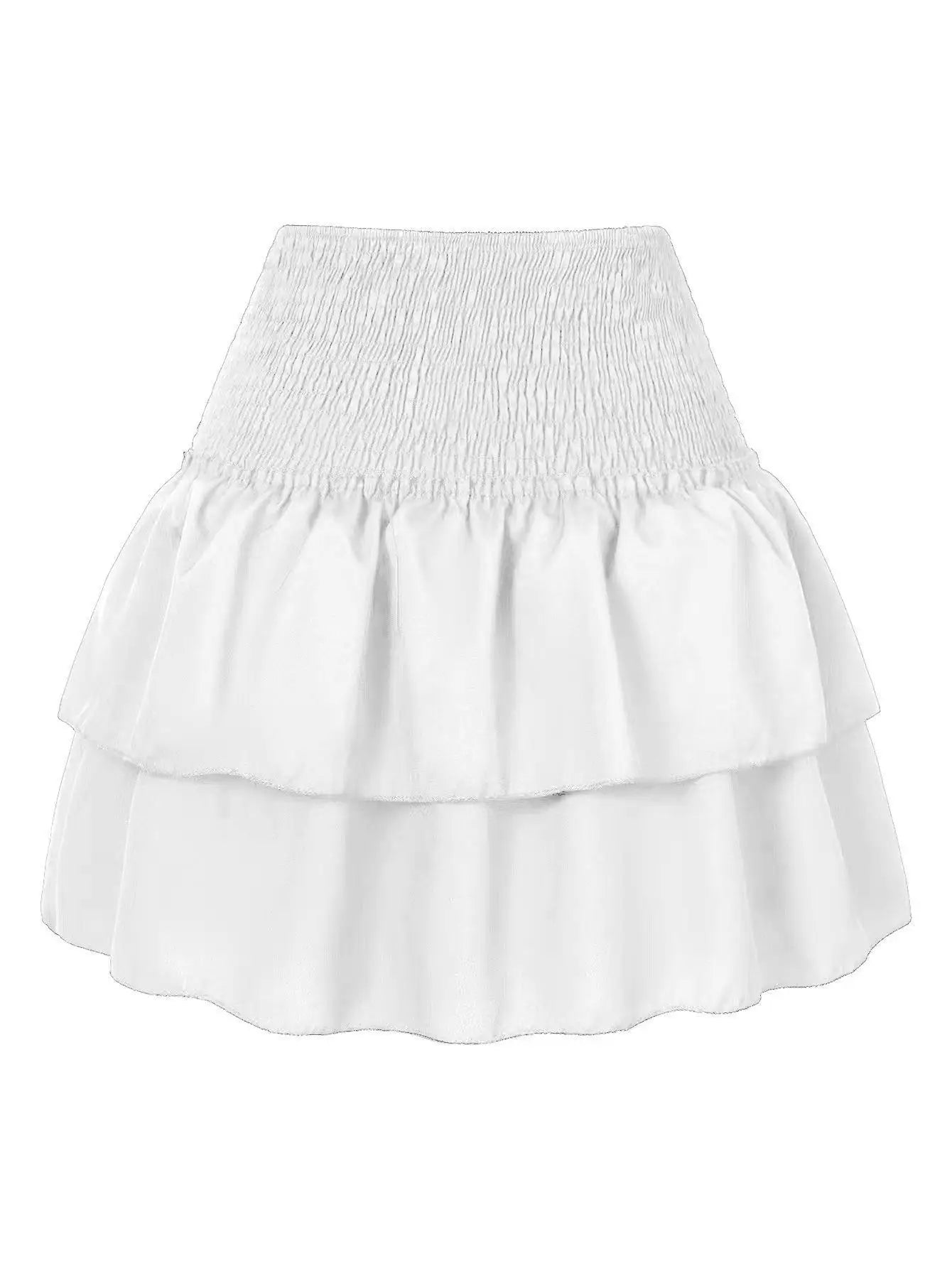 Mini Skirts- Express Your Style in Vibrant Layered Mini Skirt- White- Pekosa Women Fashion