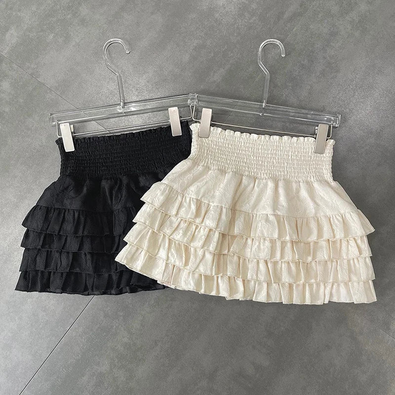 Mini Skirts- Festival Tiered Layered Skirt with Smocked Waist for Women- - Pekosa Women Fashion