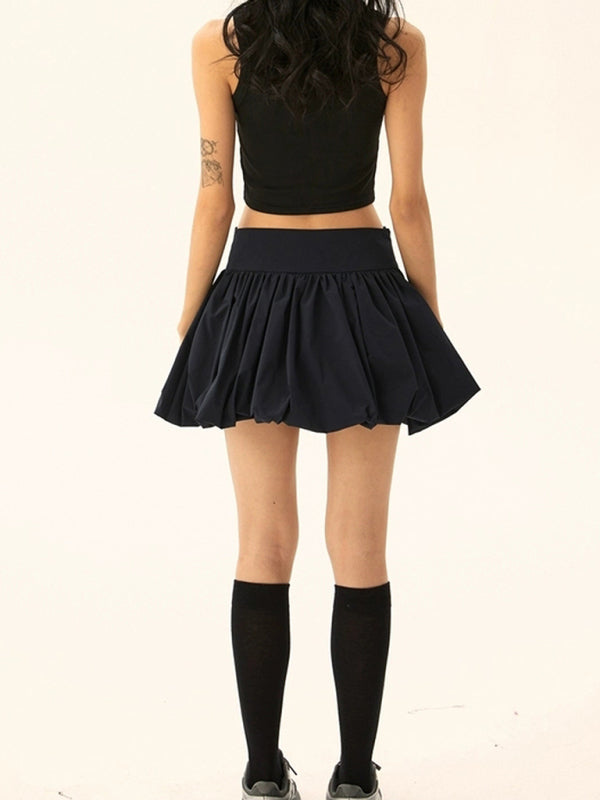 Mini Skirts - Flared Pleated Mini Skirt