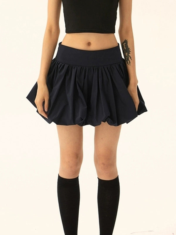 Mini Skirts - Flared Pleated Mini Skirt