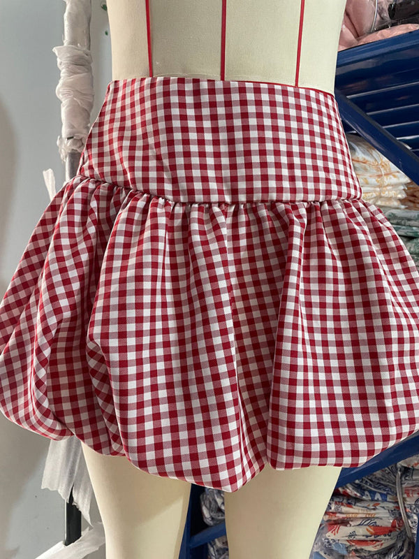 Mini Skirts - Flouncy Red & White Gingham Skirt – Perfect for Brunches