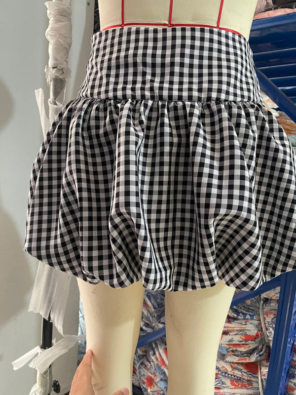 Mini Skirts - Flouncy Red & White Gingham Skirt – Perfect for Brunches