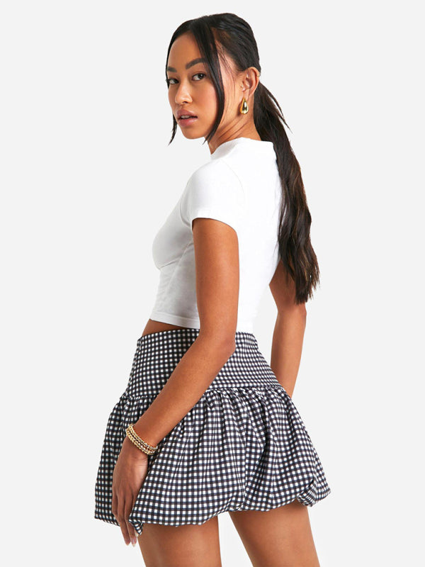 Mini Skirts - Flouncy Red & White Gingham Skirt – Perfect for Brunches