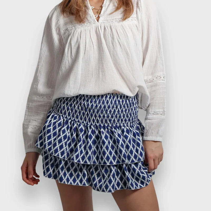 Mini Skirts- Women Layered Ruffled Mini Skirt – A Must-Have Bohemian Piece- Blue Navy- Pekosa Women Fashion