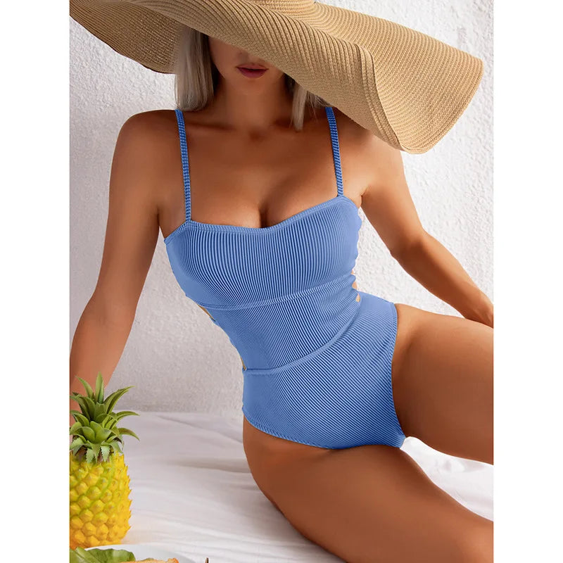 Monokini Swimwears - Trendy Ribbed Cut-Out Monokini for Beach & Pool