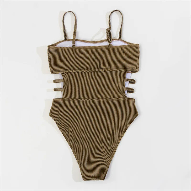 Monokini Swimwears - Trendy Ribbed Cut-Out Monokini for Beach & Pool