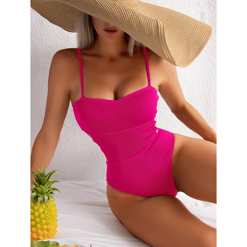 Monokini Swimwears - Trendy Ribbed Cut-Out Monokini for Beach & Pool