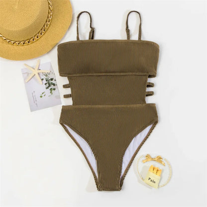 Monokini Swimwears - Trendy Ribbed Cut-Out Monokini for Beach & Pool