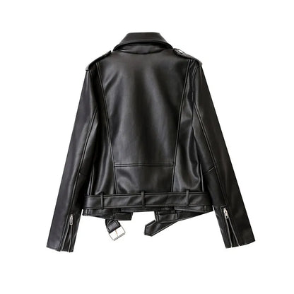 Moto Jackets- Women Faux Leather Biker Jacket- - Pekosa Women Fashion