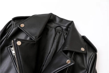 Moto Jackets- Women Faux Leather Biker Jacket- - Pekosa Women Fashion