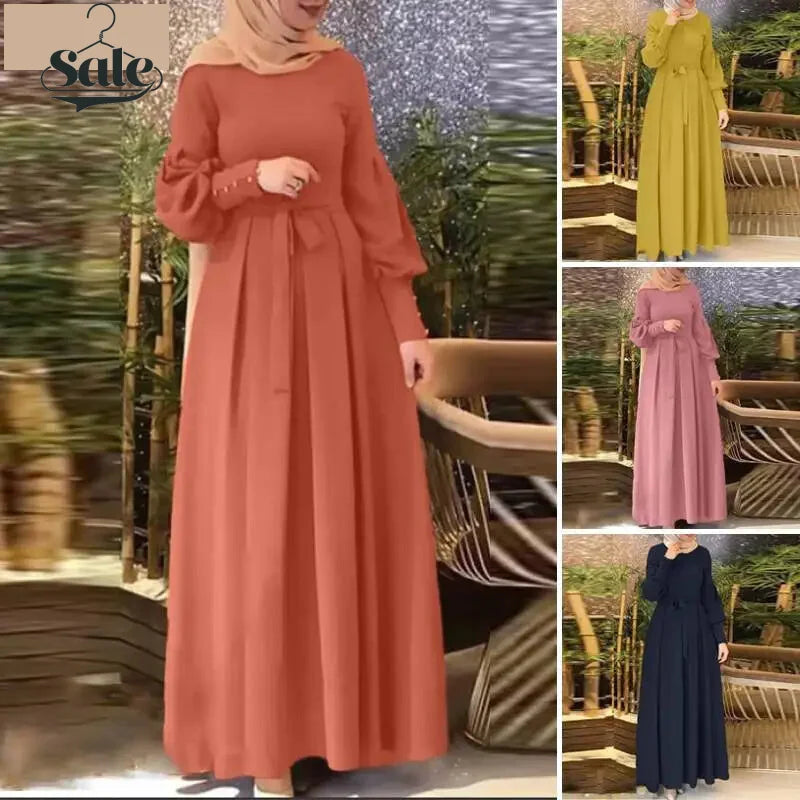 Muslin Maxi Dresses - Traditional Muslim Maxi Dress - Solid Colors