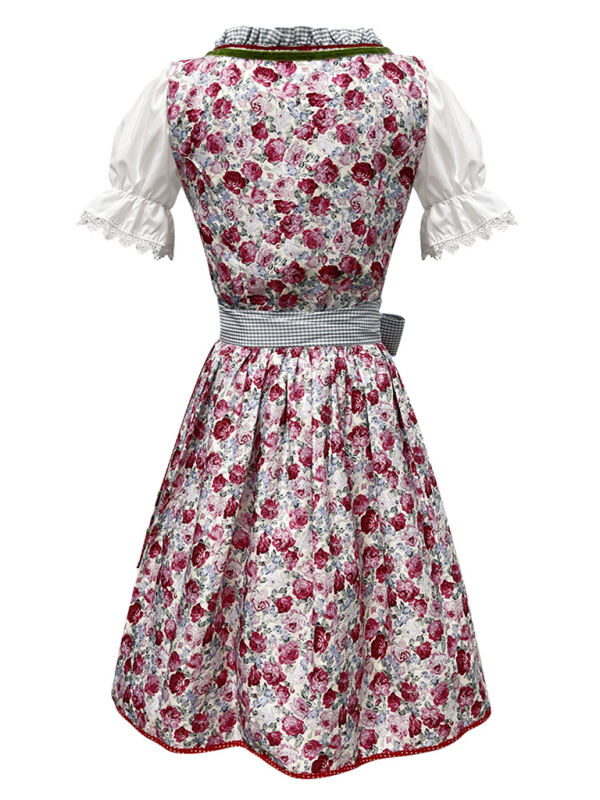 Oktoberfest Dress - Oktoberfest Floral German Beer Maid Traditional Dress