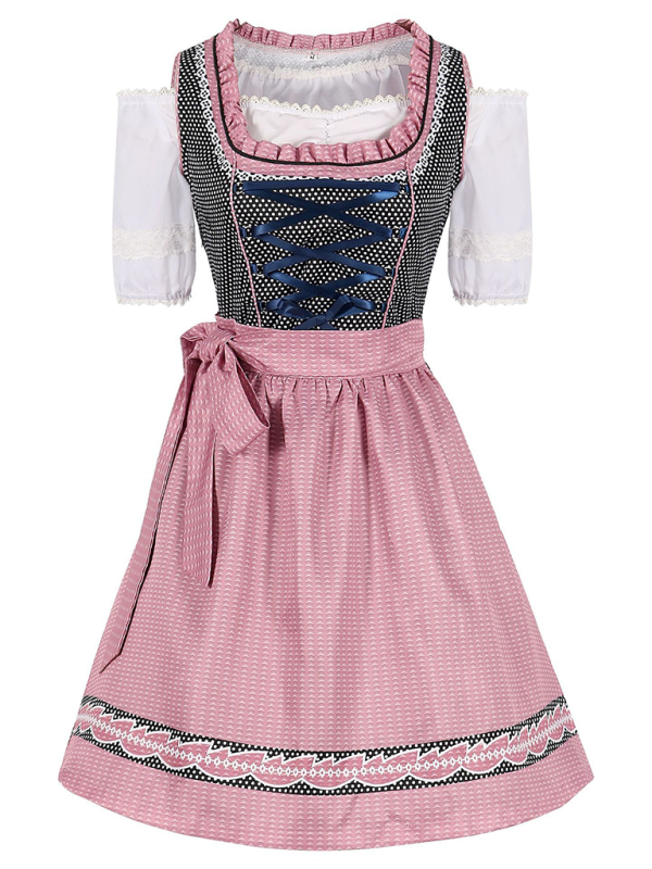 Oktoberfest Dresses - Women’s Pink Oktoberfest Dress Bavarian Beer Maid Outfit