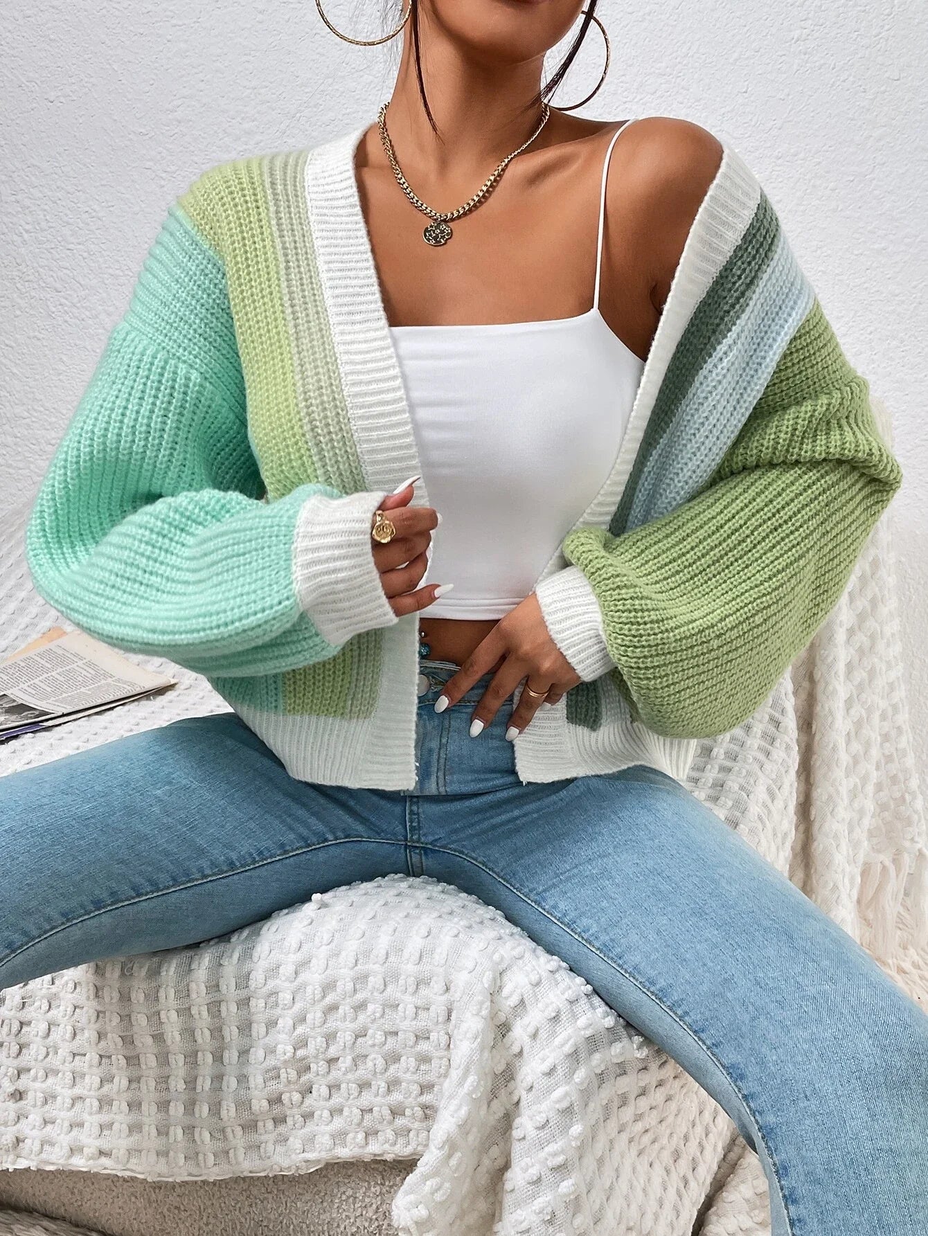 Open Front Cardigans - Chic Chunky Knit Throw-On