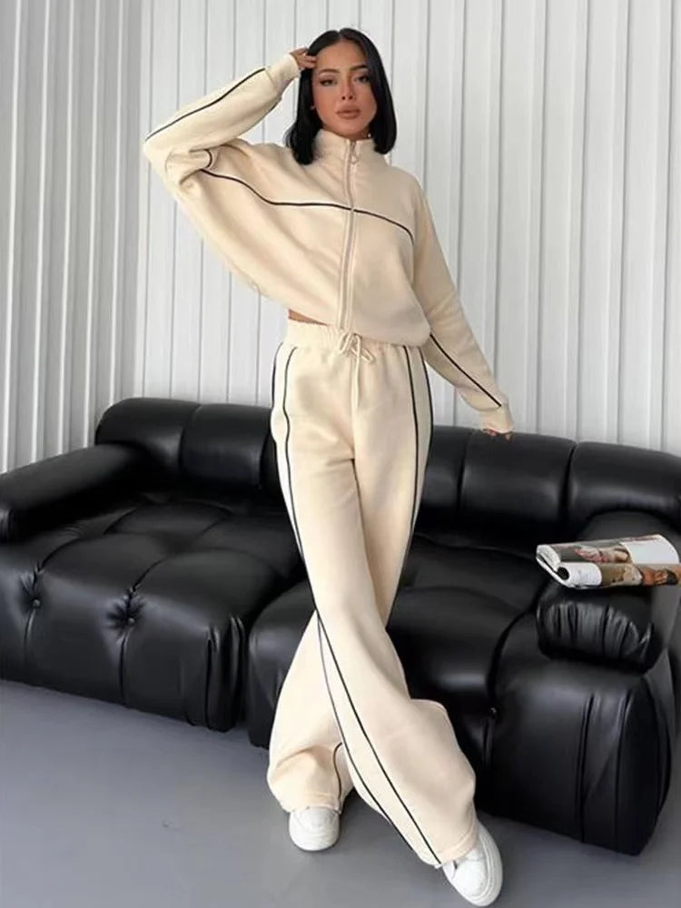 Outfit Sets - Athleisure Sweat 2-Piece Set Sweatshirt & Lounge Pants