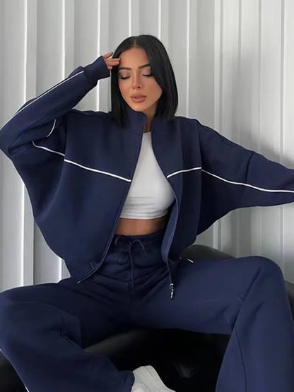 Outfit Sets - Athleisure Sweat 2-Piece Set Sweatshirt & Lounge Pants