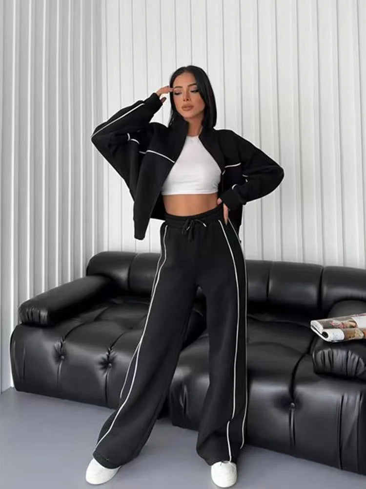 Outfit Sets - Athleisure Sweat 2-Piece Set Sweatshirt & Lounge Pants